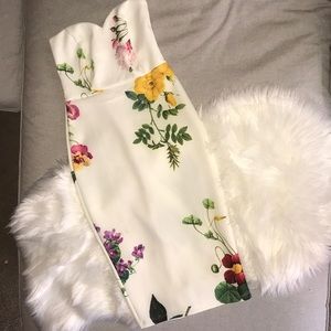 ASOS Structured Bandeau Floral Pencil Dress